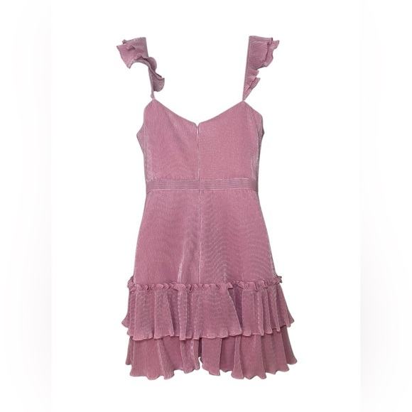 Saylor Lavenda Pink Metallic Tiered Mini Dress Size Large - Picture 5 of 7